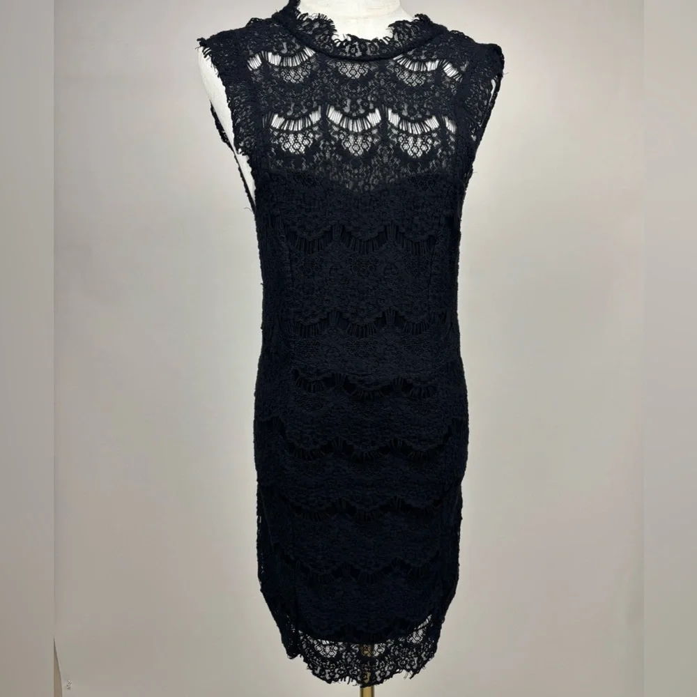 Free People Daydream Lace Slip Dress Mini Open Back Sleeveless Black S